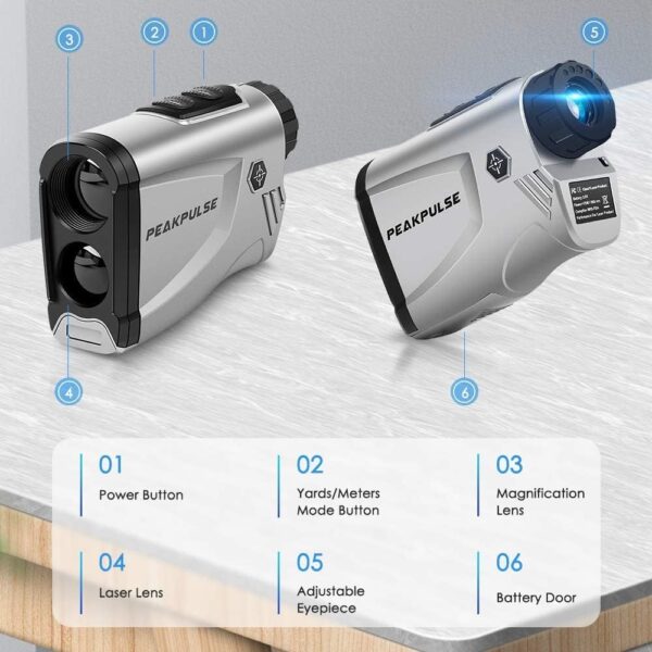 Golf Range Finder,PeakPulse LC600AG Rangefinder Golf 600 Yards Rangefinder with Slope Compensation,Flag-Lock,6X magnification,Continuous Measurement,3 Modes, for Golfers - Image 8