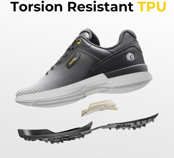 FitVille Mens Golf Shoes Extra Wide Fit Casual Sneakers Water Resistant Non Slip Outdoor Spiked Trainers for Golf Training - Image 3