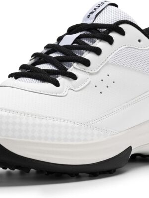 FitVille Men's Waterproof Golf Shoes Extra Wide Fit Professional Spiked Golf Shoes Non Slip Outdoor Casual Trainers