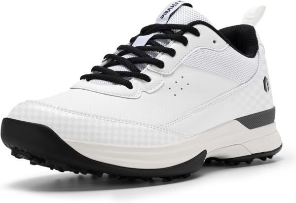 FitVille Men's Waterproof Golf Shoes Extra Wide Fit Professional Spiked Golf Shoes Non Slip Outdoor Casual Trainers