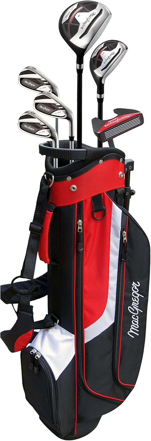 MacGregor Golf CG3000 Stainless Steel Irons Golf Club & Stand Bag Half Package Set, Mens Right Hand, Black/Red