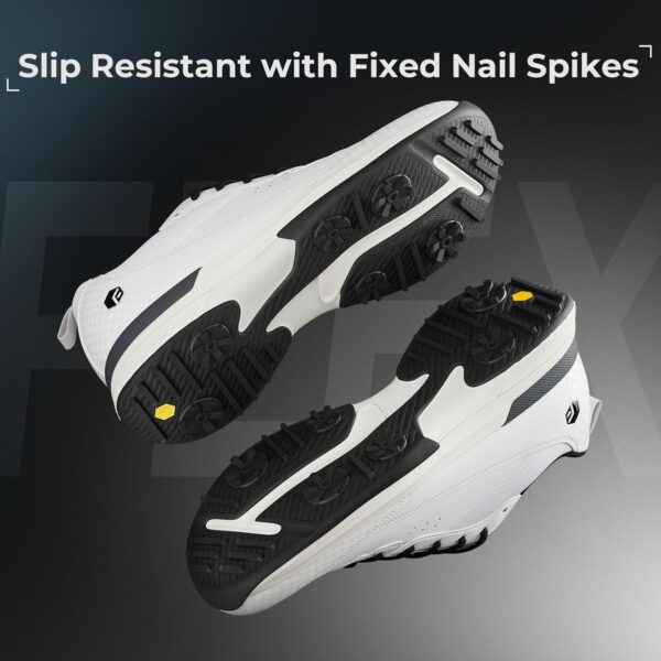 FitVille Men's Waterproof Golf Shoes Extra Wide Fit Professional Spiked Golf Shoes Non Slip Outdoor Casual Trainers - Image 2