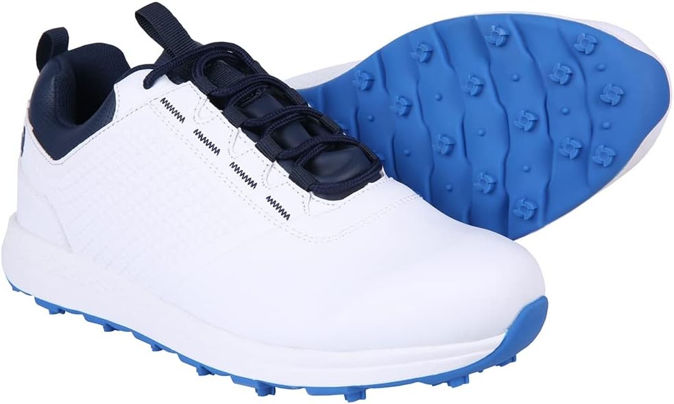 Golf Accubar Mens Golf Shoes, White/Blue, Size 8