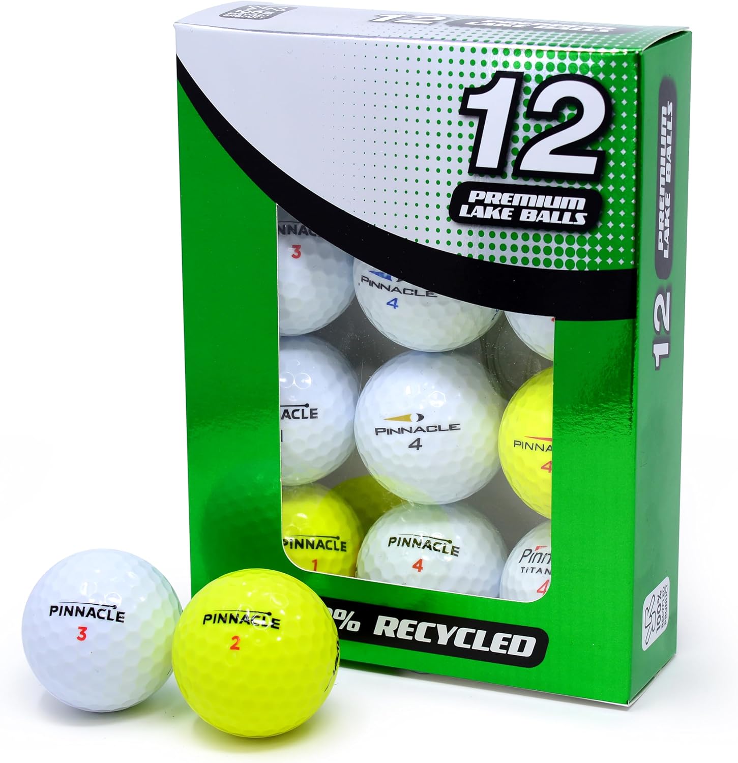 Pinnacle Grade A Used Golf Balls - 12 Pack | Recycled Pinnacle Lake Golf Balls Lake Balls | Mixed Pinnacle Golf Balls for Exceptional Performance